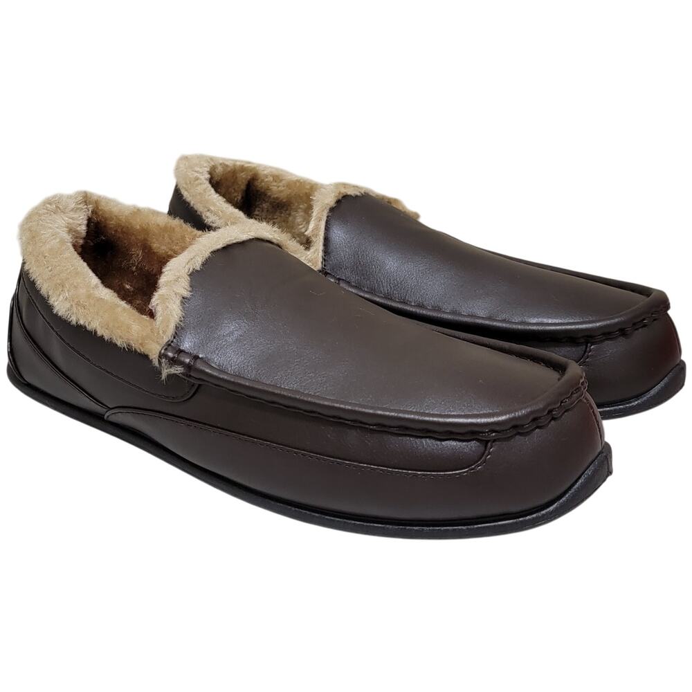 Deer Stags Men Spun Slip On Plush Loafer Slippers Size US 9M Dark Brown Vegan